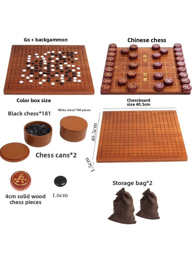 Two-in-one Adult Children Solid Wood Wooden Go Chess Board suit Beginner Black and White Gobang Chess Piece